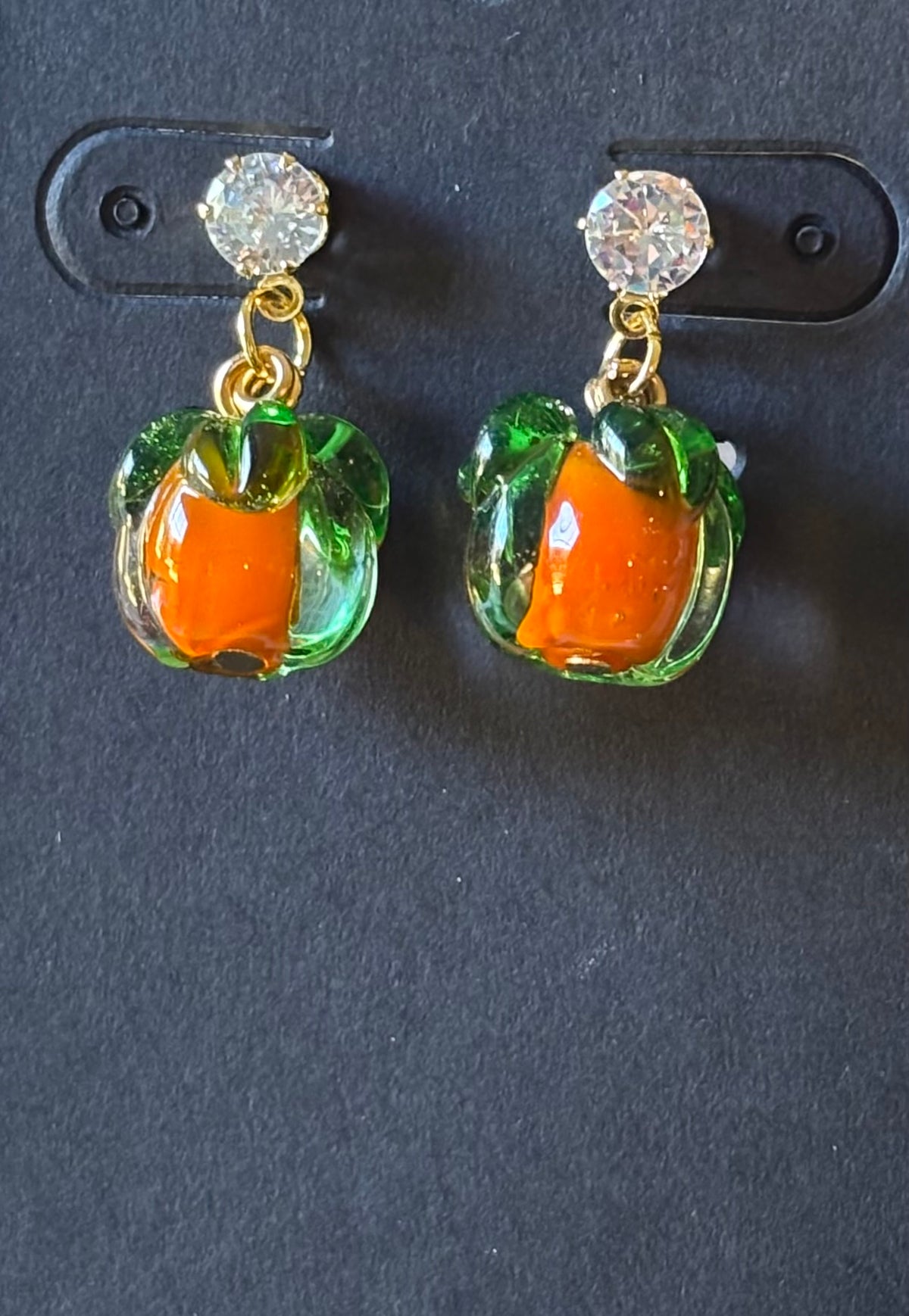 Lamp work Glass Pumpkin Studs