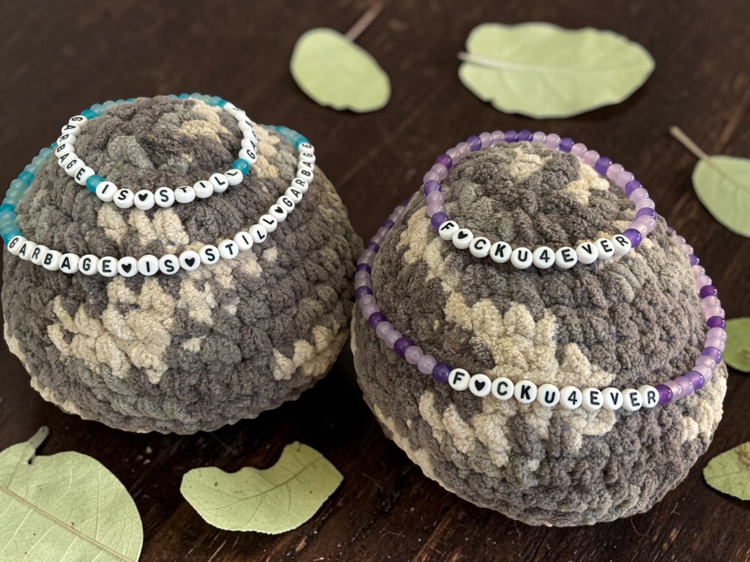 Large Crochet Rocks with Friendship Bracelets