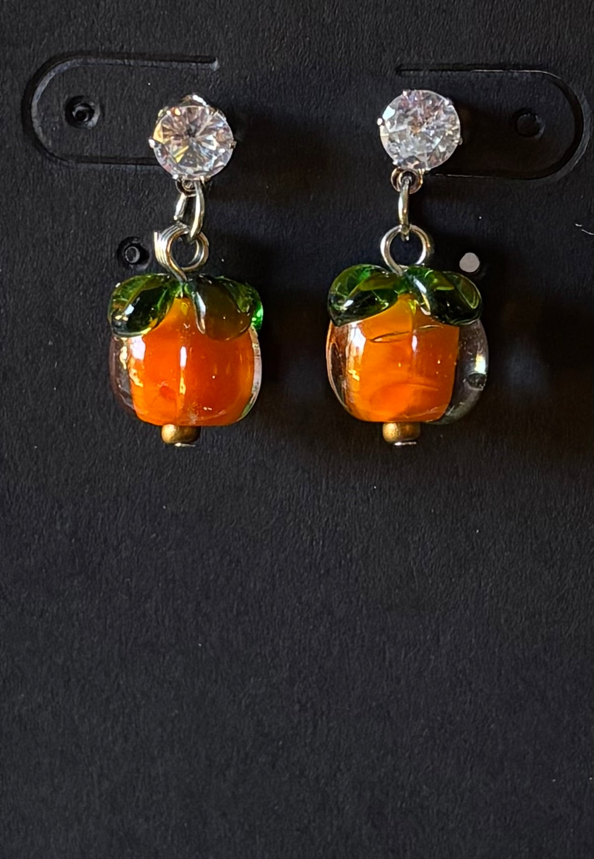 Lamp work Glass Pumpkin Studs