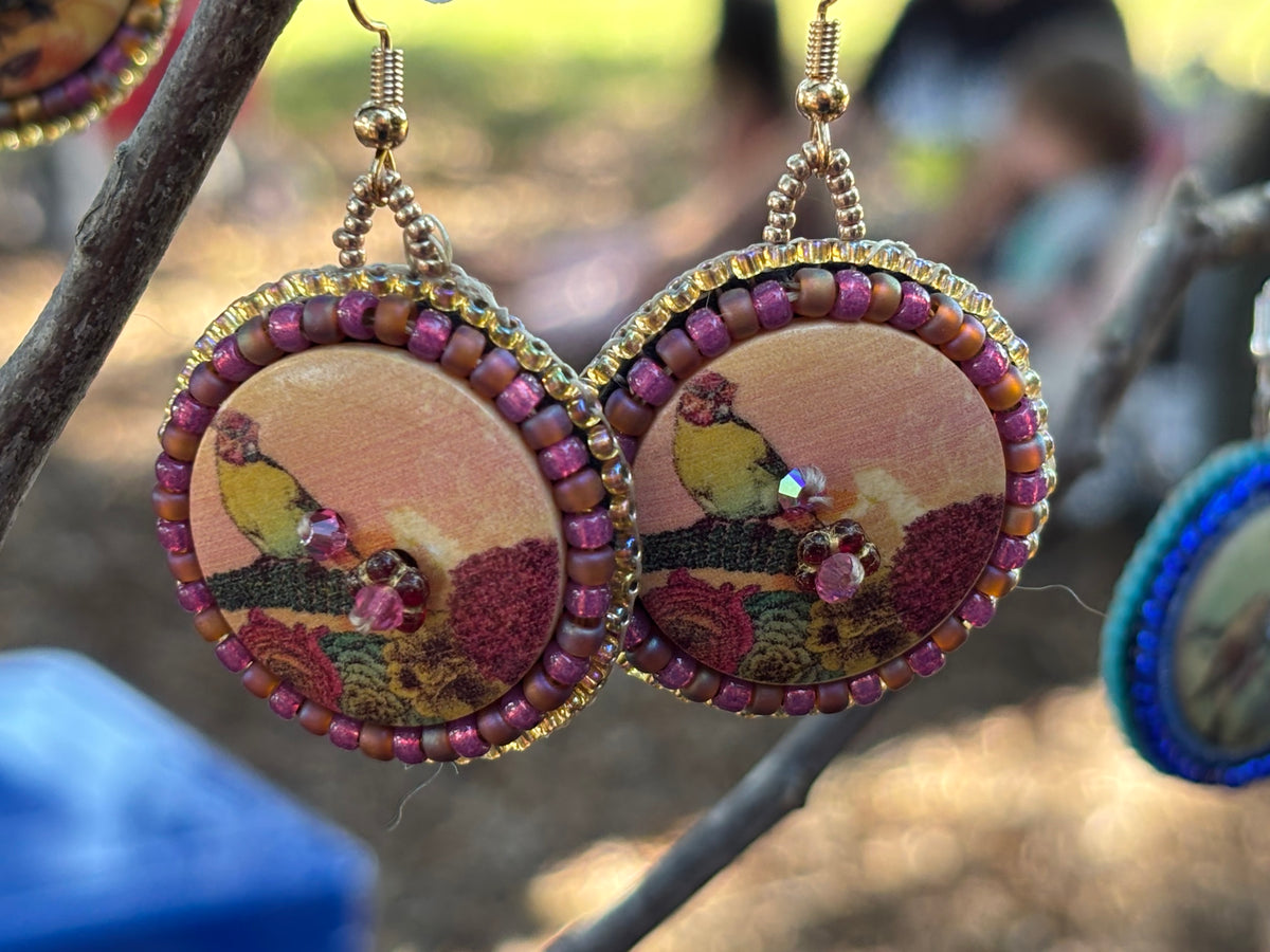 Pink Parrot Earrings