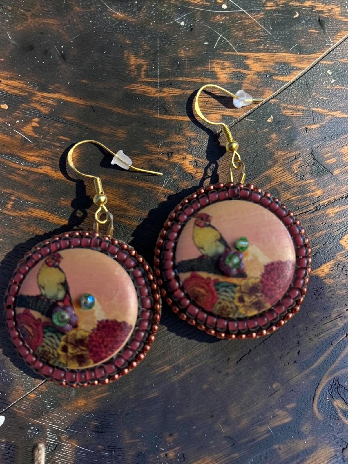 Pink Parrot Earrings